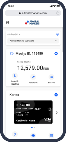 „Admirals“ įrankių skydelis