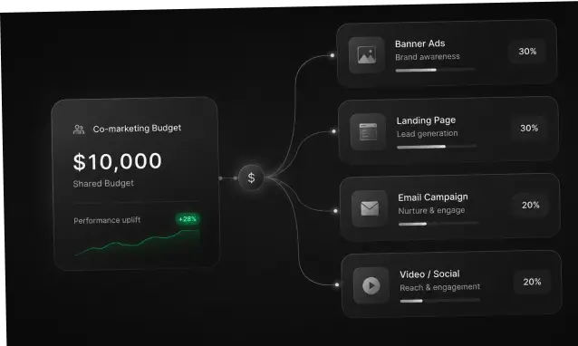 Co-marketing budget distributed across advertising channels