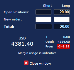 Pending orders window